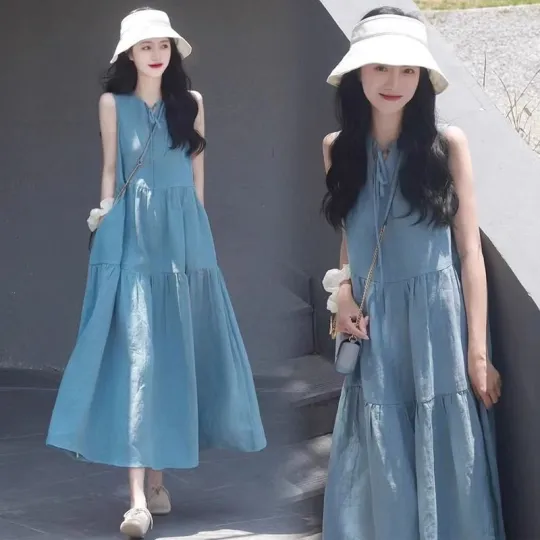高級感少女外出v領大碼寬鬆休閒洋裝