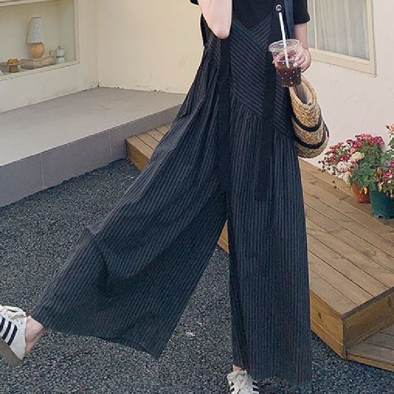 【單件/整套】氣質休閒知性寬鬆闊腿短袖連體背帶褲套裝