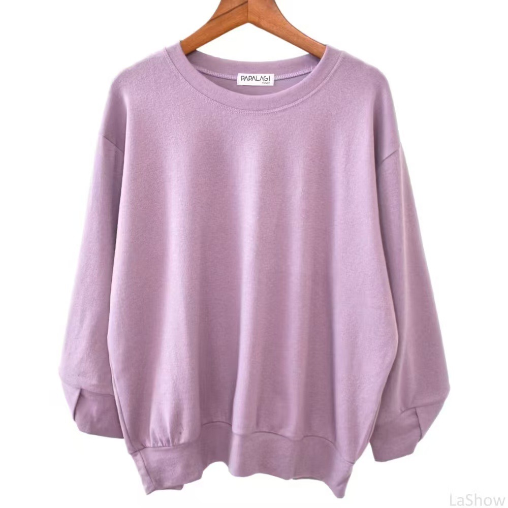 氣質簡約磨毛保暖寬鬆針織顯瘦長袖T恤