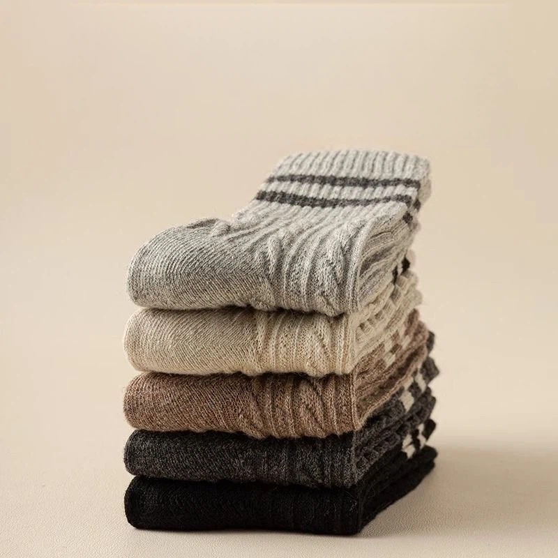 復古雙杠暗花中筒加厚保暖學院風堆堆襪