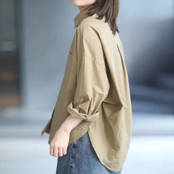 純棉寬鬆隨性慵懶風立體剪裁廓形襯衫