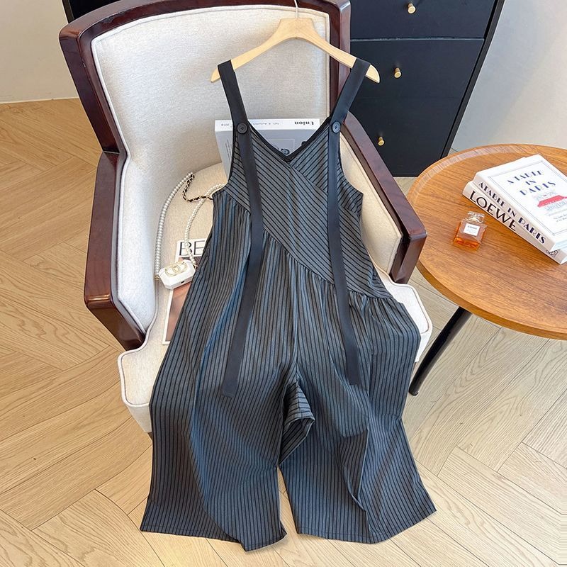 【單件/整套】氣質休閒知性寬鬆闊腿短袖連體背帶褲套裝