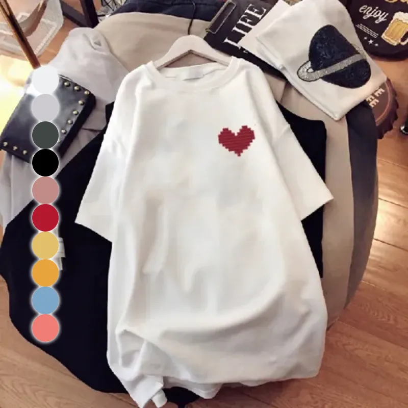 寬鬆休閒簡約圓領中長款短袖T恤