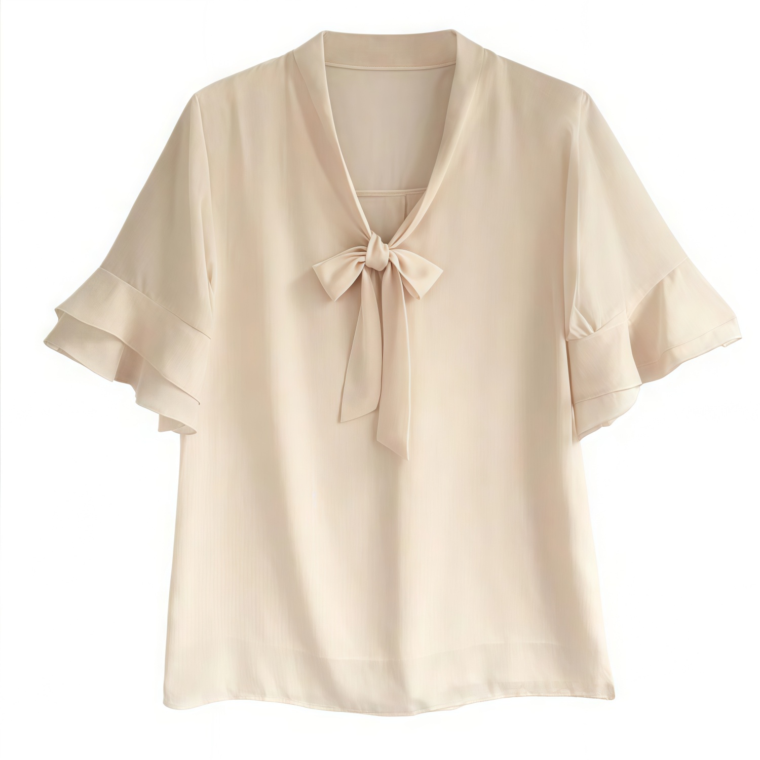 寬鬆休閒雪紡荷葉袖顯瘦打底短袖T恤