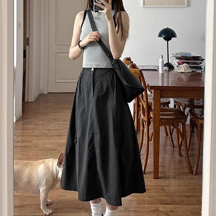 復古抽繩遮胯顯瘦休閒工裝半身裙