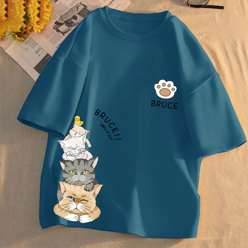 純棉甜美清新寬鬆休閒百搭打底衫短袖T恤