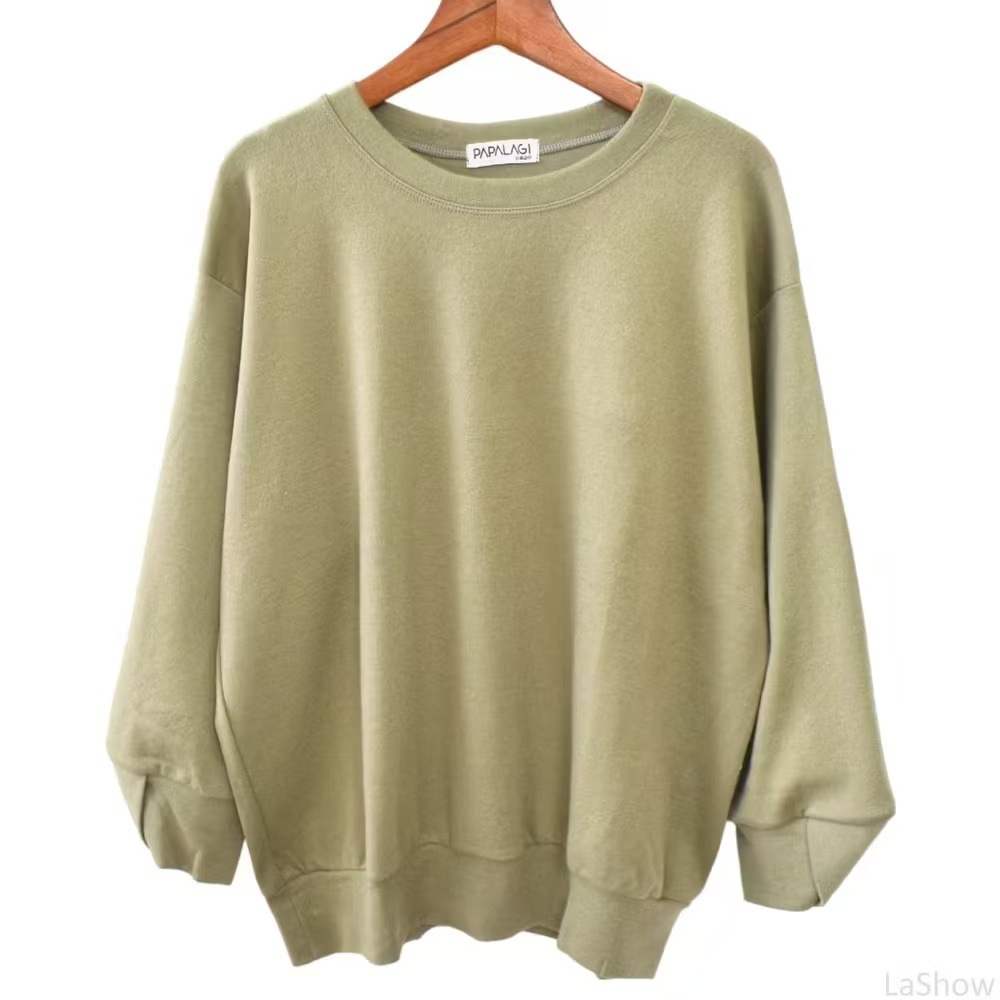 氣質簡約磨毛保暖寬鬆針織顯瘦長袖T恤