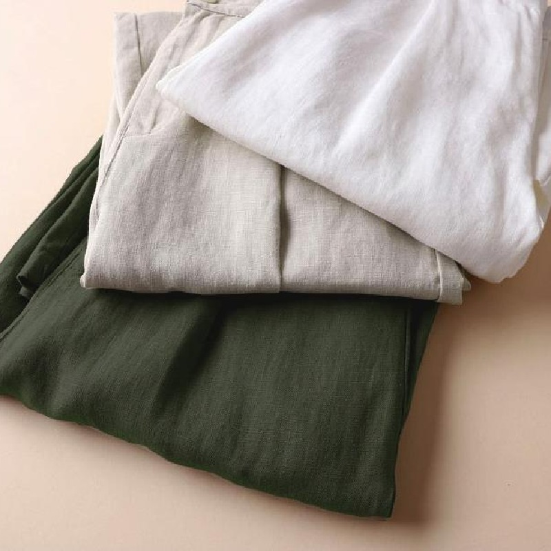 韓系學院風闊腿棉麻寬鬆休閒褲