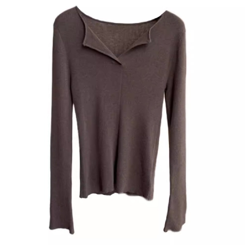 純色修身顯瘦减齡V領針織打底衫