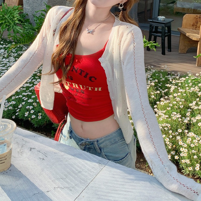 簡約百搭小清新薄款防曬針織空調開衫