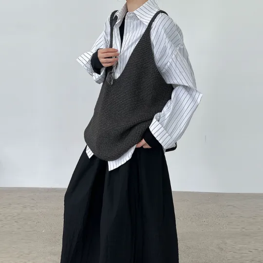 慵懶鬆弛感 疊穿外搭無袖針織背心