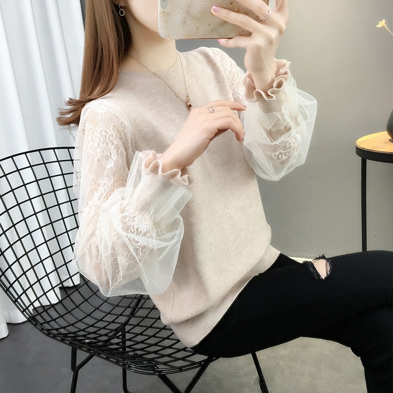 時尚百搭氣質减齡寬鬆顯瘦溫柔風針織衫