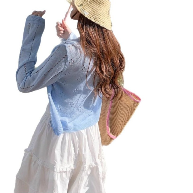 簡約百搭小清新薄款防曬針織空調開衫