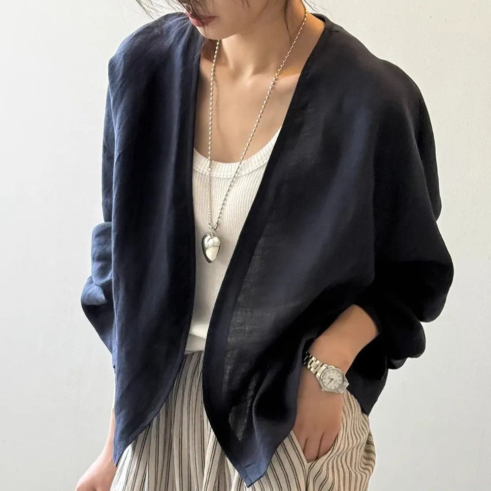 復古簡約輕薄寬鬆文藝防曬長袖開衫