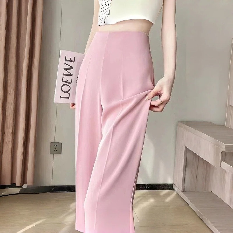 垂感直筒寬鬆高腰微喇休閒窄版西裝闊腿褲