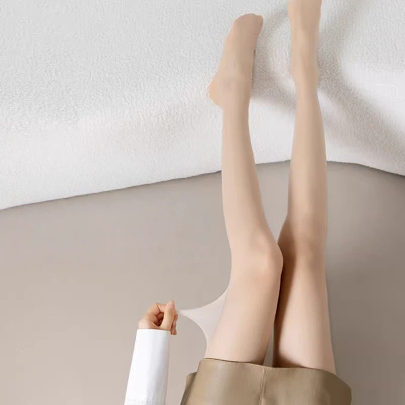 日系加絨黑絲光腿神器雙層高透性感連褲襪