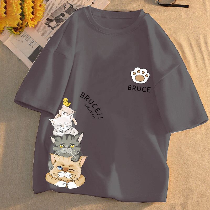 純棉甜美清新寬鬆休閒百搭打底衫短袖T恤