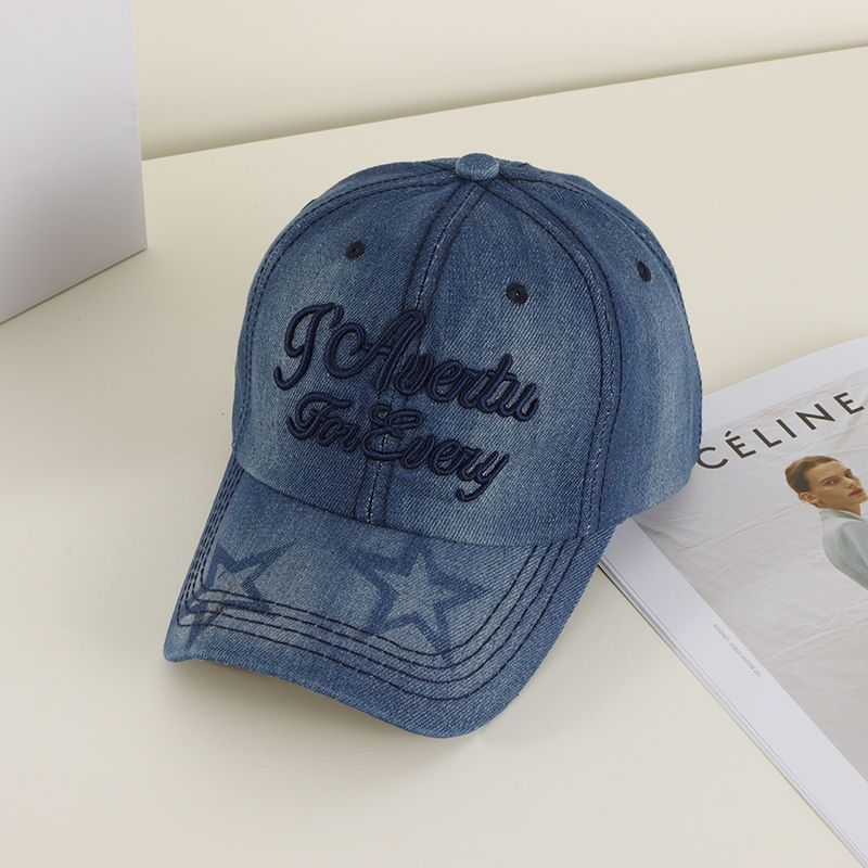 韓系牛仔帽休閒鴨舌帽遮陽帽戶外刺繡字母百搭帽