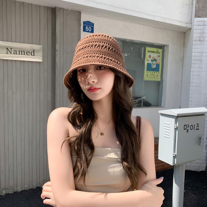 鏤空漁夫帽透氣針織防曬盆帽遮陽帽