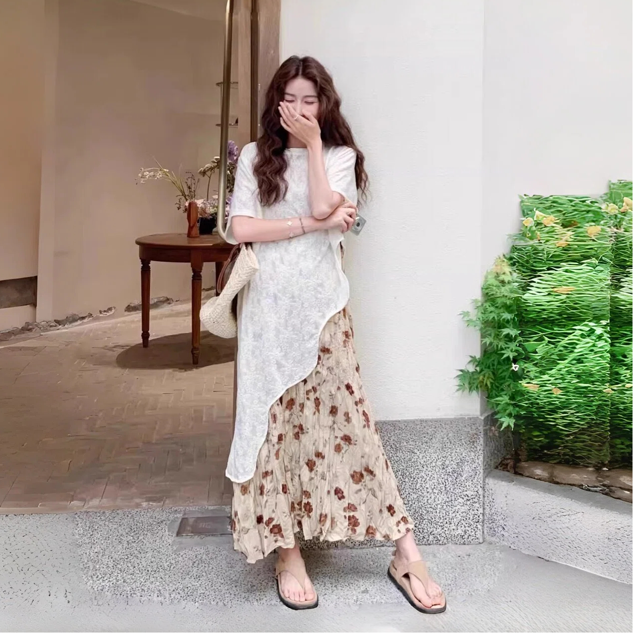 【單件/整套】法式高級感蕾絲不規則罩衫配吊帶裙兩件套