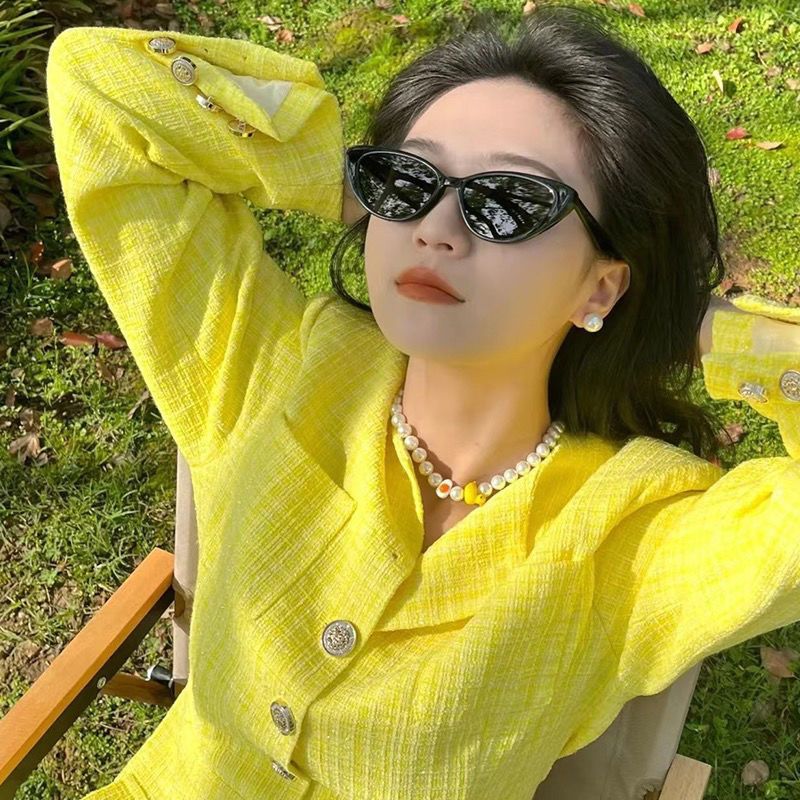 貓眼墨鏡簡約高級質感方圓臉顯瘦氣質歐美街拍遮陽太陽鏡