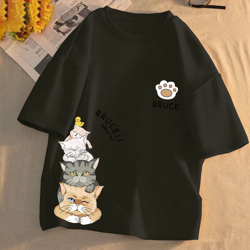 純棉甜美清新寬鬆休閒百搭打底衫短袖T恤