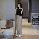 黑色上衣+杏綠色闊腿褲【兩件套】