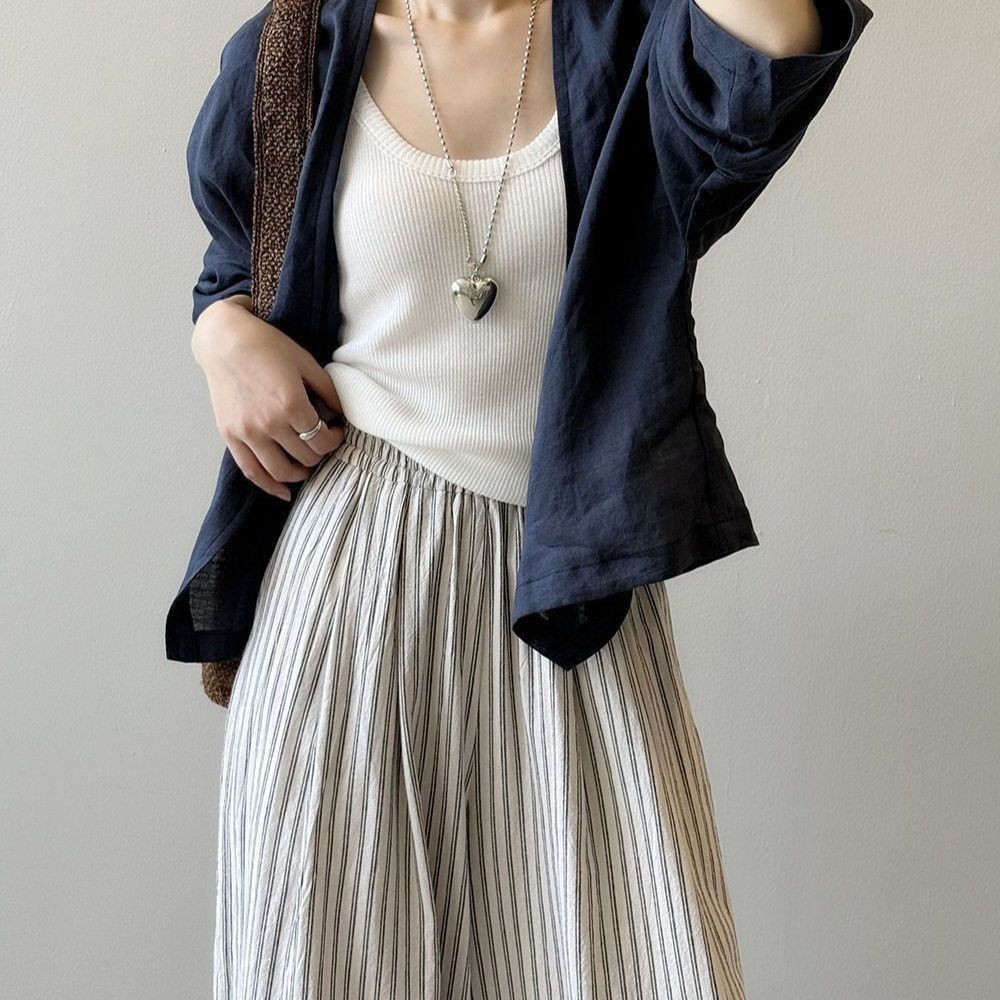 復古簡約輕薄寬鬆文藝防曬長袖開衫