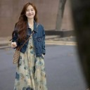 藍色牛仔外套+背心洋裝 (兩件套)