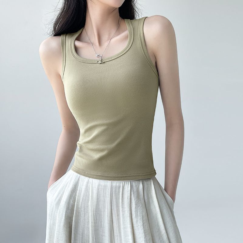 純棉工字內搭寬肩遮副乳修身打底吊帶背心