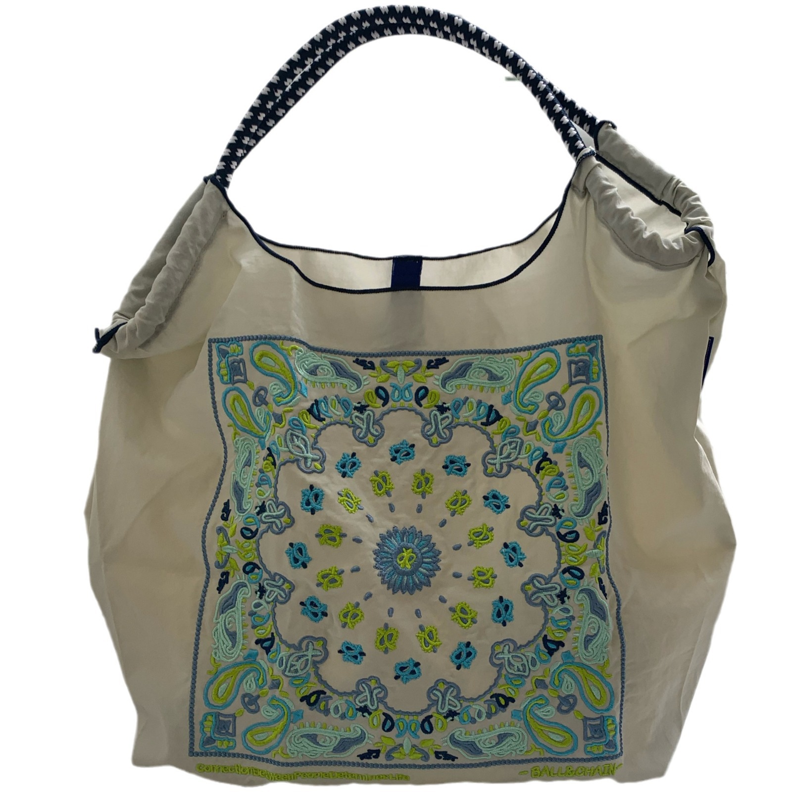 腰果花刺繡購物帆布手拎包尼龍斜挎可折疊便攜手提單肩包