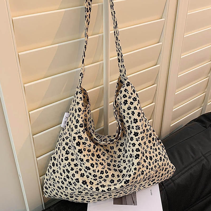 韓系時尚帆布袋單肩包風豹紋大容量慵懶風布包