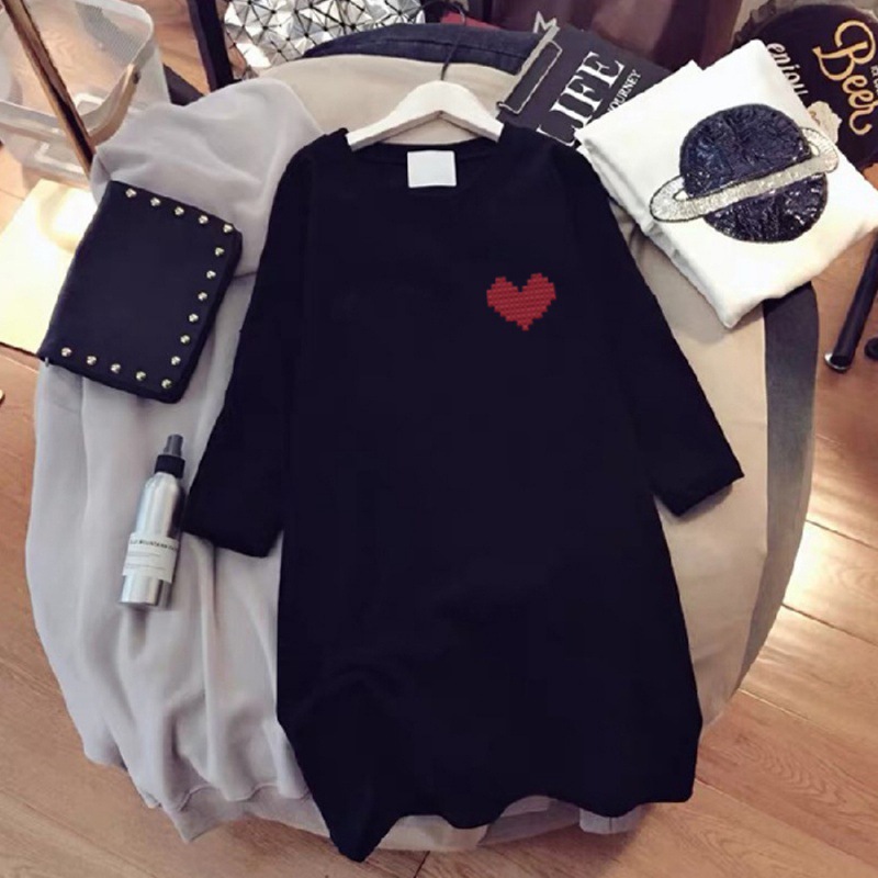 寬鬆休閒簡約圓領中長款短袖T恤