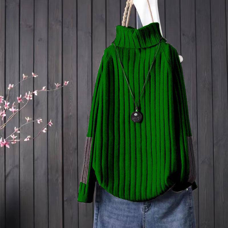 簡約加厚寬鬆高領休閒長袖針織衫