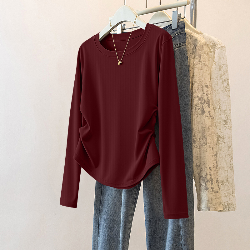 螺紋收腰打底長袖t恤