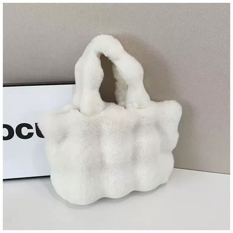 時尚毛毛手提百搭托特大容量通勤單肩毛絨包