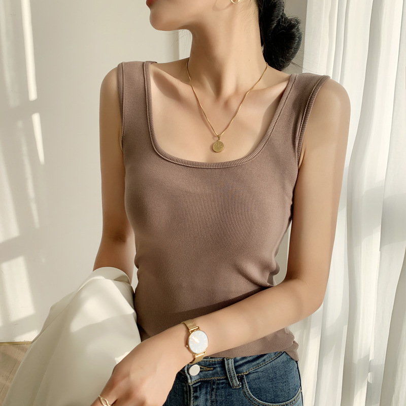 純色吊帶修身小衫無袖打底內搭方領背心