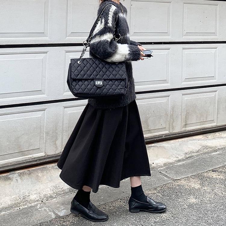 法式高腰加厚A字大擺半身裙