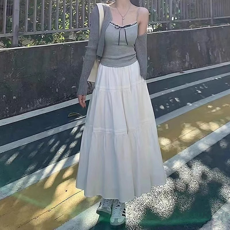 純色高腰顯瘦小個子蓬蓬蛋糕半身裙