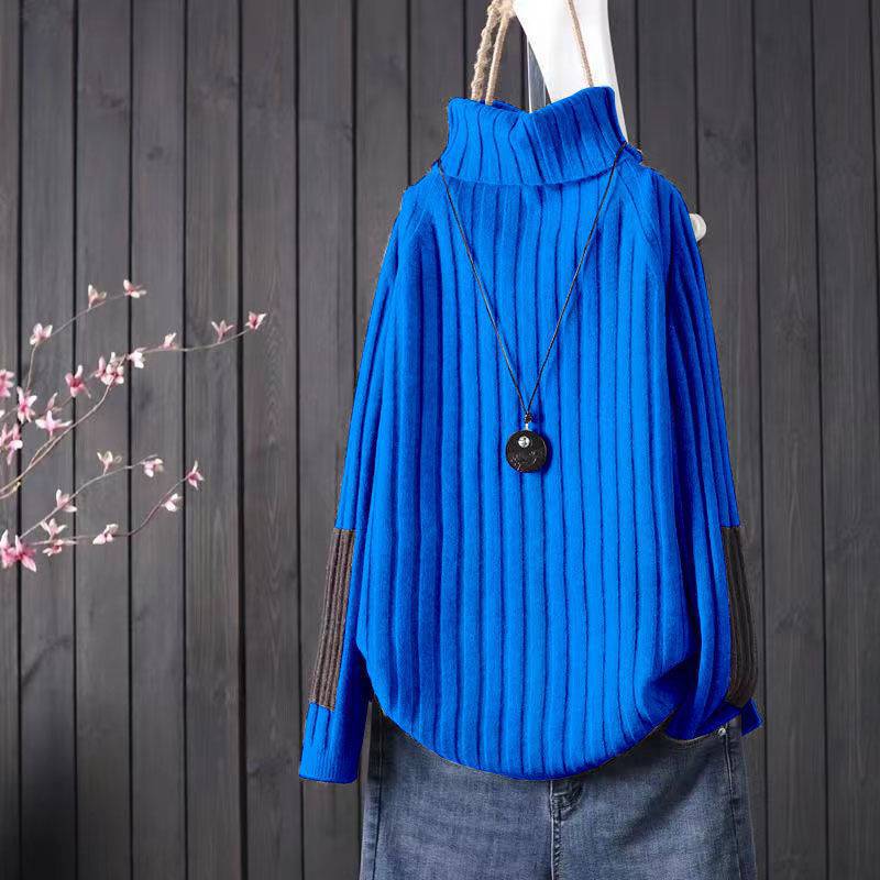 簡約加厚寬鬆高領休閒長袖針織衫