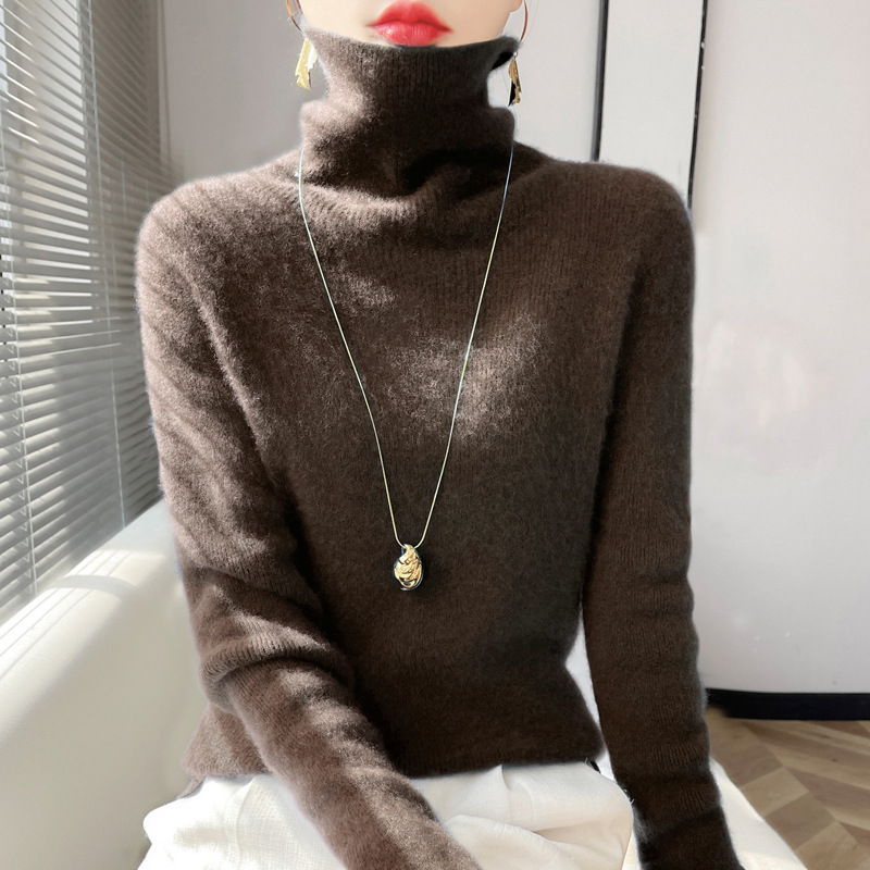 毛絨堆堆領修身顯瘦內搭緊身針織衫