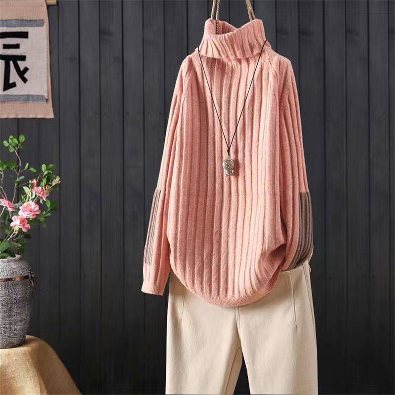 簡約加厚寬鬆高領休閒長袖針織衫