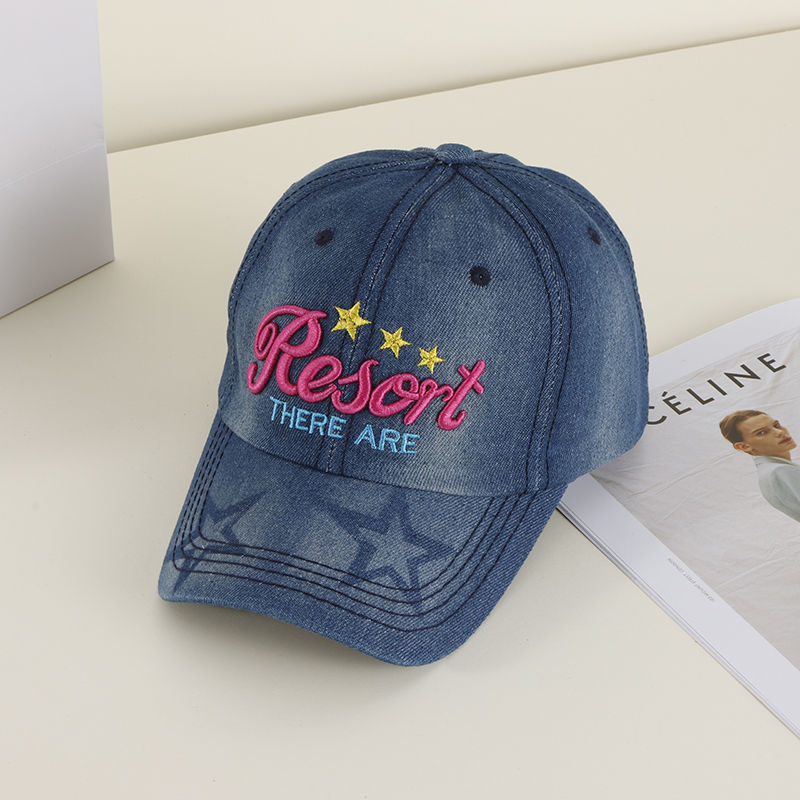 韓系牛仔帽休閒鴨舌帽遮陽帽戶外刺繡字母百搭帽