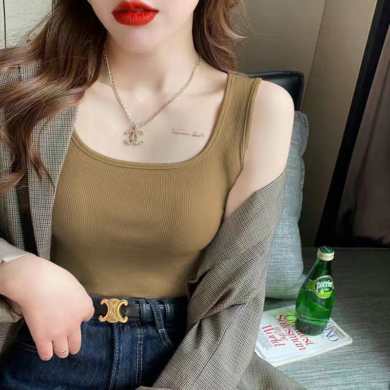 純色吊帶修身小衫無袖打底內搭方領背心