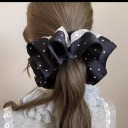 黑色波點蕾絲髮圈