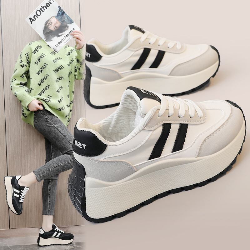 厚底增高休閒拼接皮面運動鞋