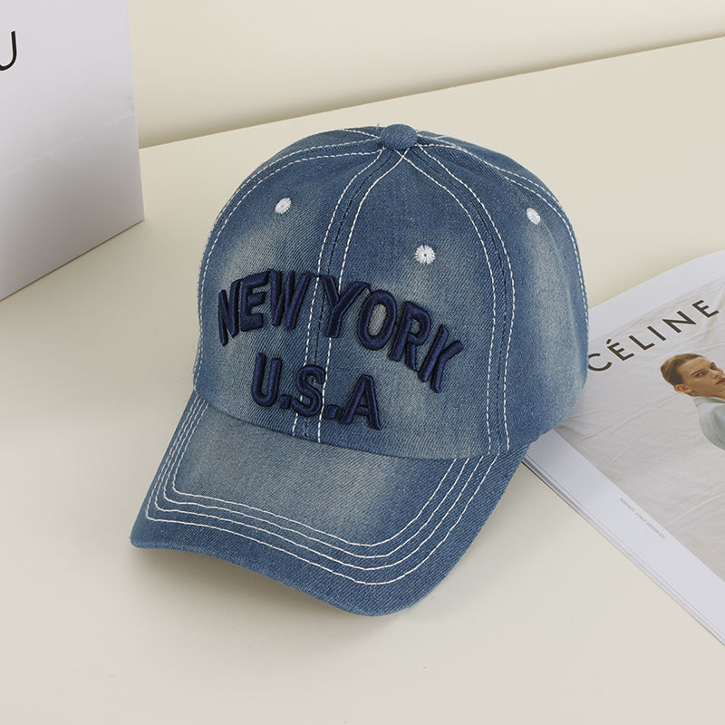 韓系牛仔帽休閒鴨舌帽遮陽帽戶外刺繡字母百搭帽