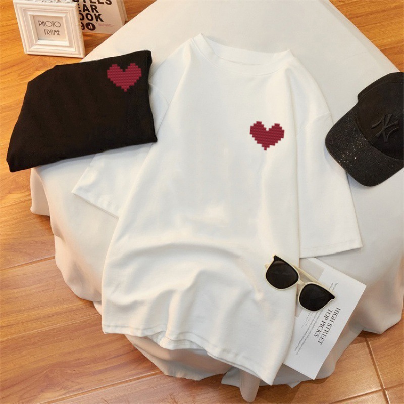 寬鬆休閒簡約圓領中長款短袖T恤