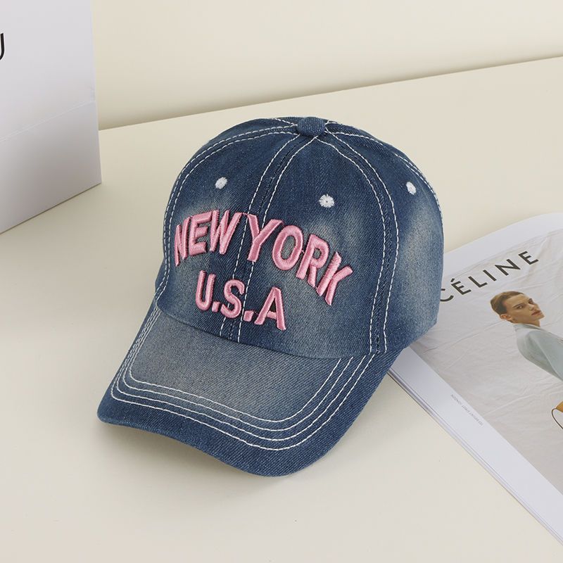 韓系牛仔帽休閒鴨舌帽遮陽帽戶外刺繡字母百搭帽