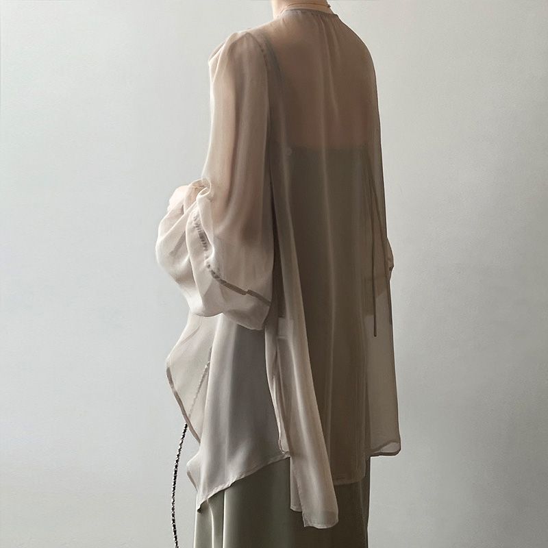 休閒防曬冰絲個性設計感透氣時尚外搭開衫